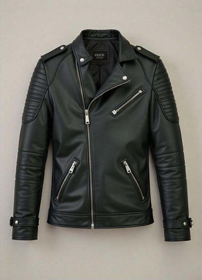 Men's Black Leather Biker Jacket